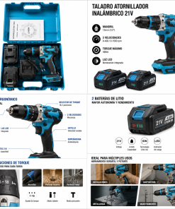 Taladro Profesional de alta potencia 13mm con 2 Baterias