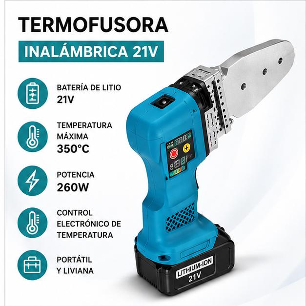 Termofusora Inalambrica PPR 21V Con 2 Baterias - 20 25 32mm