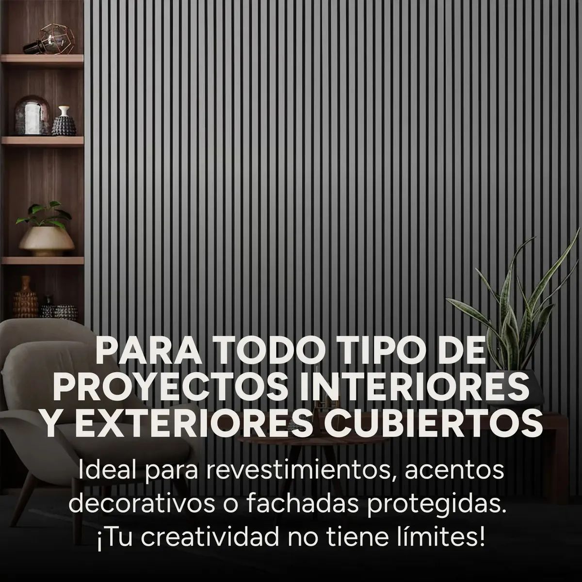 Wpc Revestimiento Simil Madera Lambrin 2.90x16.7 Gris Oscuro
