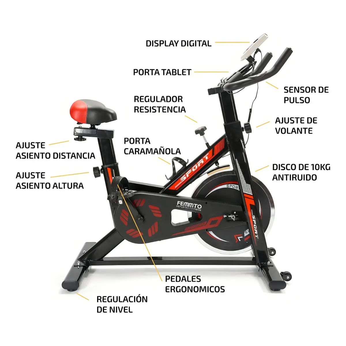 Copia - Bicicleta Spinning Profesional Ergométrica Disco 13Kg Premium Copia - Bicicleta Spinning Profesional Ergométrica Disco 13Kg Premium