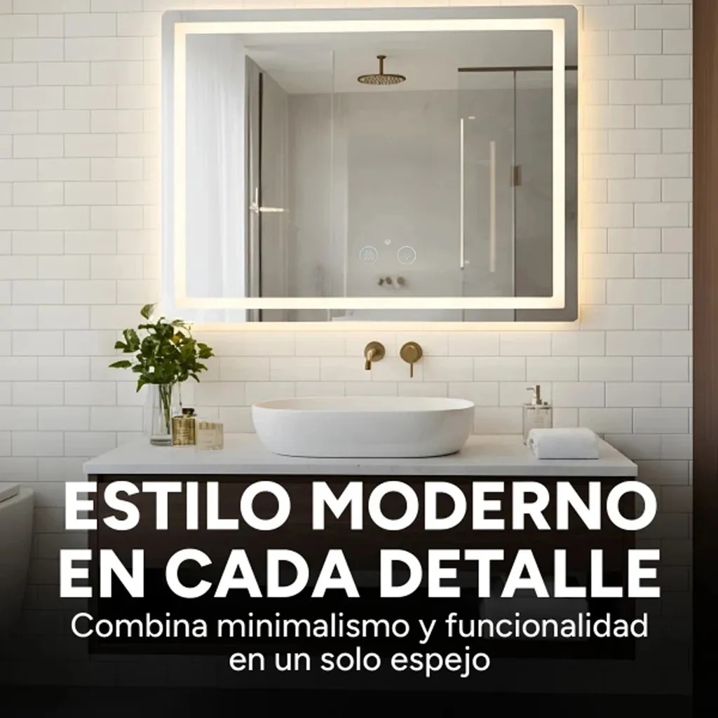 Copia - Espejo De Baño Led 60 X 80cm Led12 Desempañador Copia - Espejo De Baño Led 60 X 80cm Led12 Desempañador