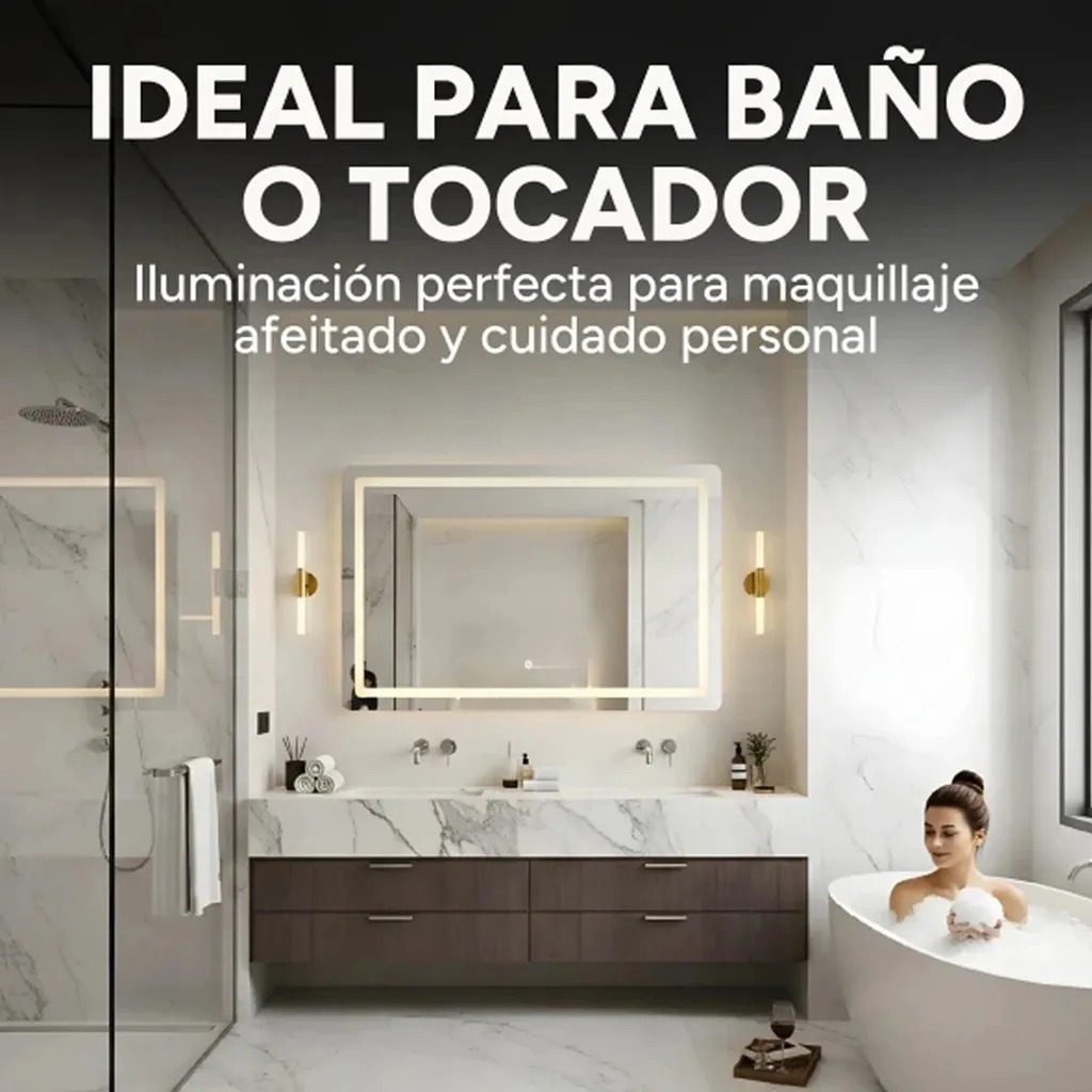 Copia - Espejo De Baño Led 60 X 80cm Led12 Desempañador Copia - Espejo De Baño Led 60 X 80cm Led12 Desempañador