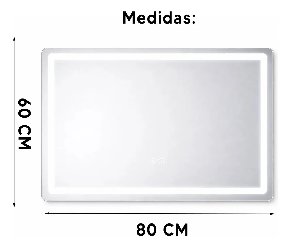 Copia - Espejo De Baño Led 60 X 80cm Led12 Desempañador Copia - Espejo De Baño Led 60 X 80cm Led12 Desempañador