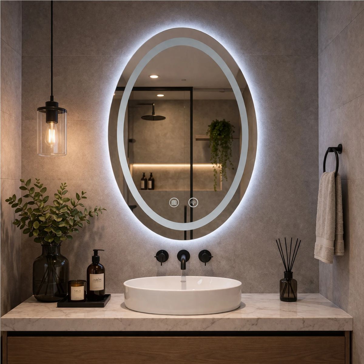 Copia - Espejo Rectangular Con Led Baño Led10 50 X 70 Cm Desempañador Copia - Espejo Rectangular Con Led Baño Led10 50 X 70 Cm Desempañador