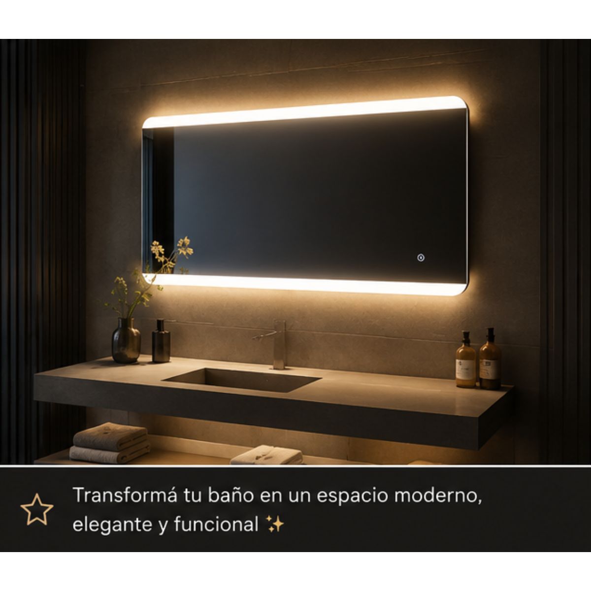 Copia - Espejo Rectangular Con Led Baño Led10 50 X 70 Cm Desempañador Copia - Espejo Rectangular Con Led Baño Led10 50 X 70 Cm Desempañador