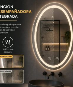 Copia - Espejo Rectangular Con Led Baño Led10 50 X 70 Cm Desempañador