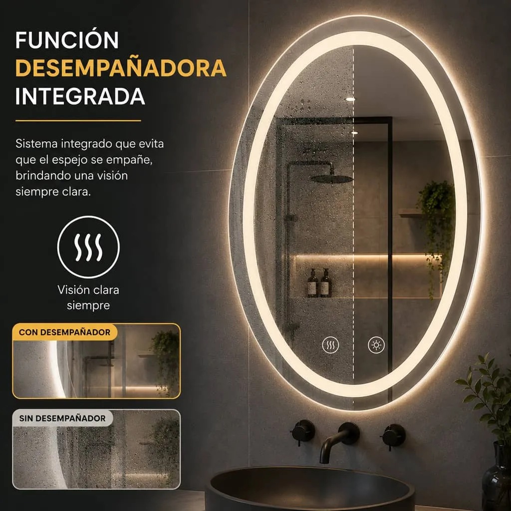 Copia - Espejo Rectangular Con Led Baño Led10 50 X 70 Cm Desempañador Copia - Espejo Rectangular Con Led Baño Led10 50 X 70 Cm Desempañador