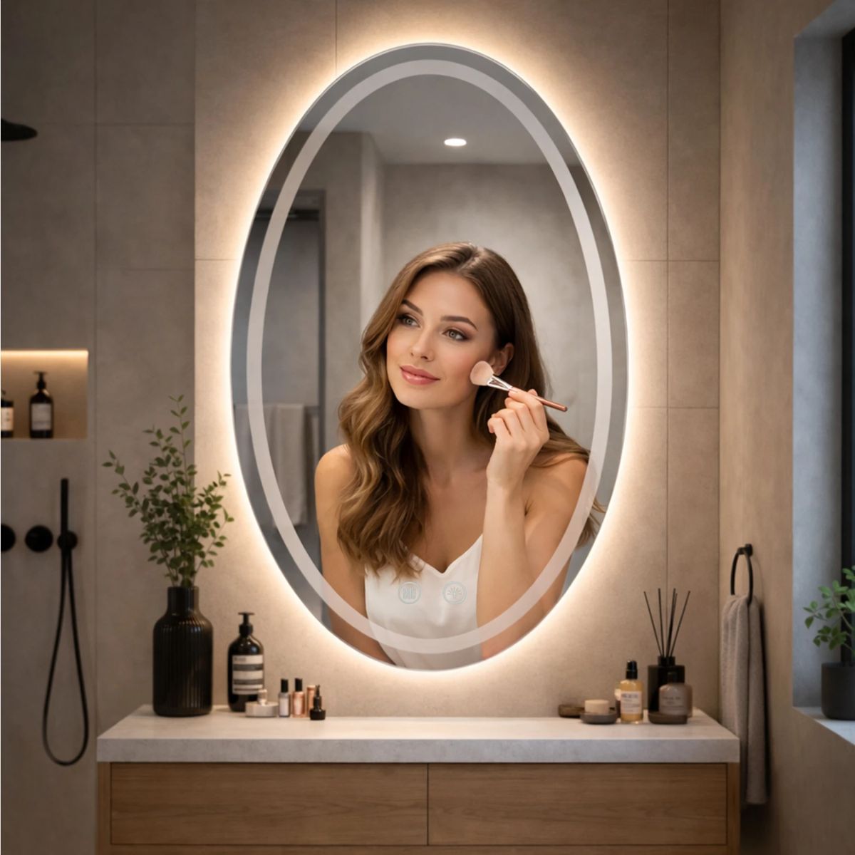 Copia - Espejo Rectangular Con Led Baño Led10 50 X 70 Cm Desempañador Copia - Espejo Rectangular Con Led Baño Led10 50 X 70 Cm Desempañador