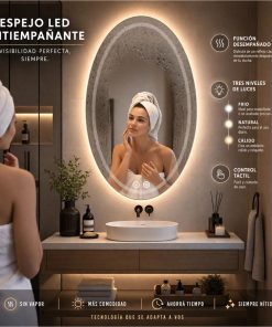 Copia - Espejo Rectangular Con Led Baño Led10 50 X 70 Cm Desempañador