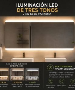 Copia - Espejo Rectangular Con Led Baño Led10 50 X 70 Cm Desempañador