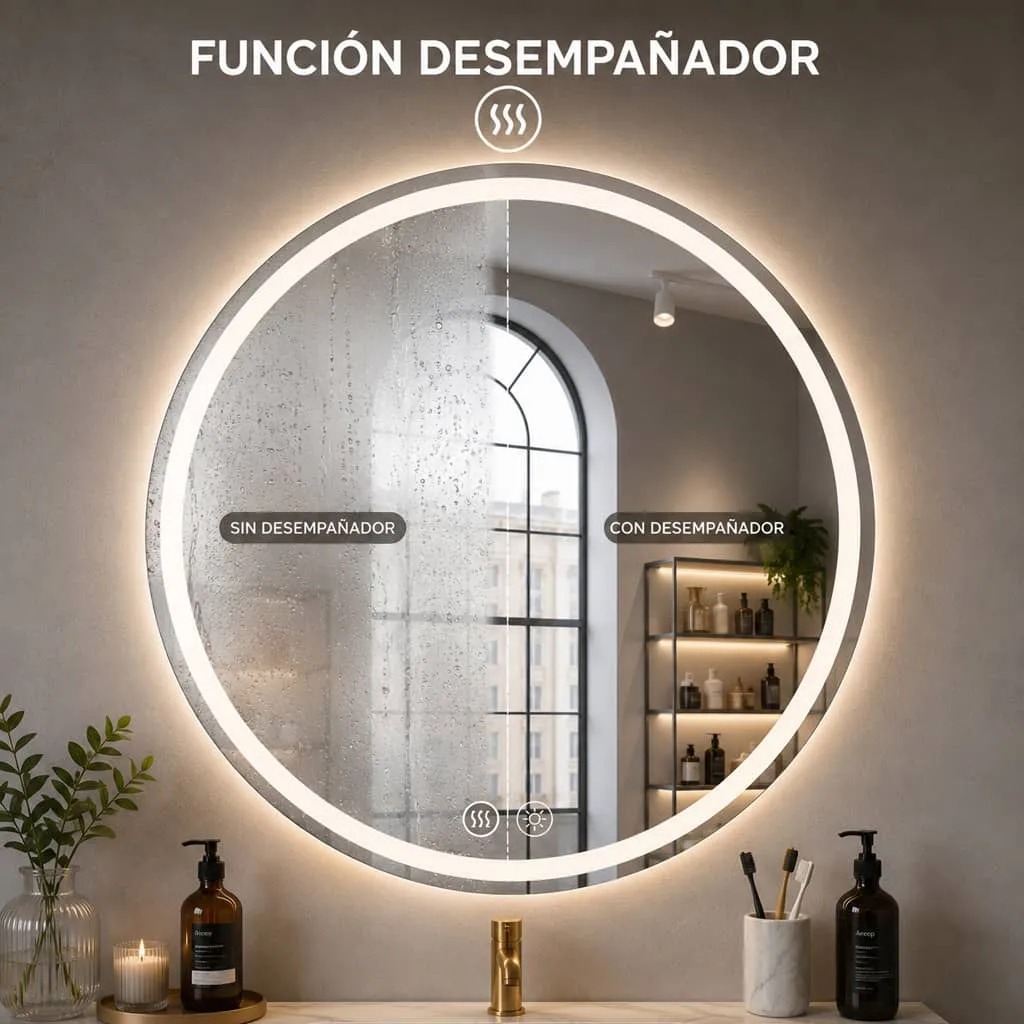 Copia - Espejo Redondo Con Luz Led Modelo Led01 60 Cm
