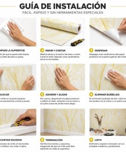 Copia - Placa Adhesiva Simil Marmol Blanco/Hojas Rollo de 1.20 x 3 Metros BS-37139-2