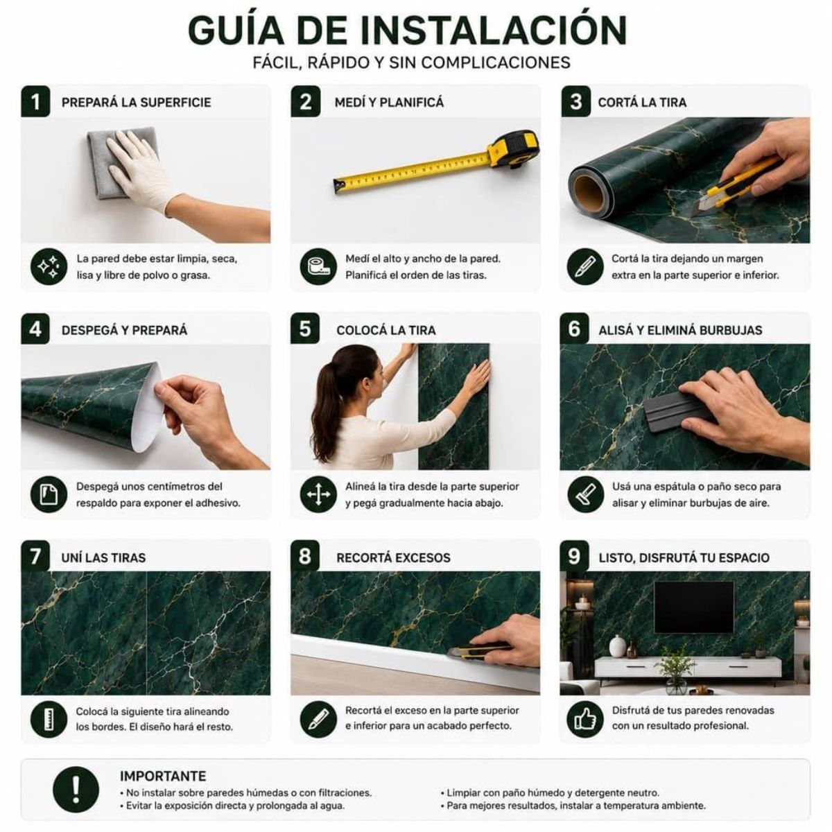 Copia - Placa Adhesiva Simil Marmol Blanco Rollo de 1.20 x 3 Metros BS-101