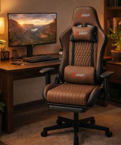 Copia - Silla Gamer Deep ergonomica con apoya pies cuero reforzado ROJA