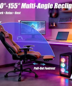 Copia - Silla Gamer Deep ergonomica con apoya pies cuero reforzado ROJA