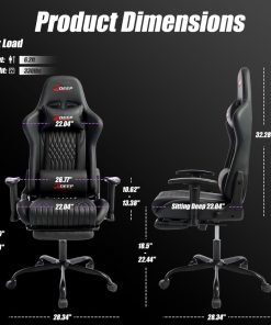 Copia - Silla Gamer Deep ergonomica con apoya pies cuero reforzado ROJA