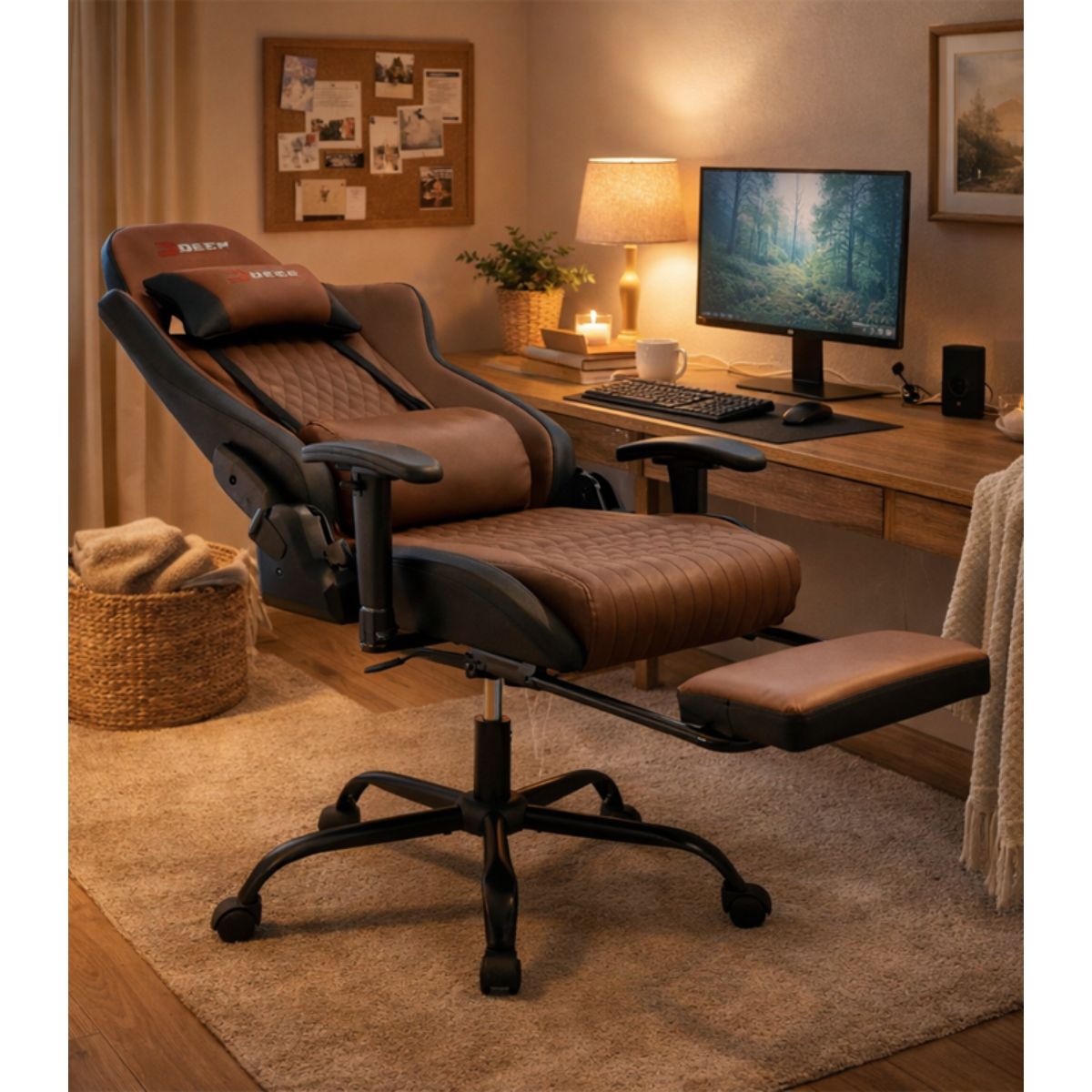 Copia - Silla Gamer Deep ergonomica con apoya pies cuero reforzado ROJA Copia - Silla Gamer Deep ergonomica con apoya pies cuero reforzado ROJA