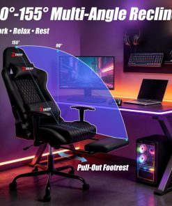 Copia - Silla Gamer Deep ergonomica con apoya pies cuero reforzado ROJA