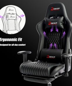 Copia - Silla Gamer Deep ergonomica con apoya pies cuero reforzado ROJA