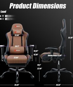 Copia - Silla Gamer Deep ergonomica con apoya pies cuero reforzado ROJA