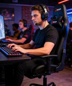 Copia - Silla Gamer Deep ergonomica con apoya pies cuero reforzado ROJA