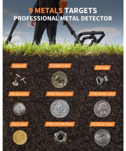 Detector De Metales Plegable Profesional Oro y Plata Naranja