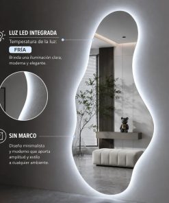Espejo Irregular Sin Marco Cuerpo Entero Led 160x50cm