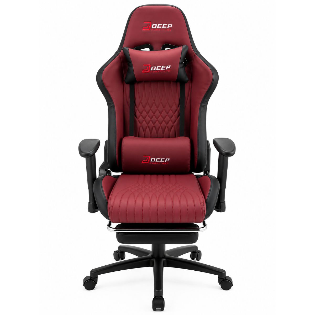 Silla Gamer Deep ergonomica apoya pies cuero sintetico ROJA Silla Gamer Deep ergonomica apoya pies cuero sintetico ROJA