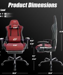 Silla Gamer Deep ergonomica apoya pies cuero sintetico ROJA