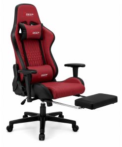 Silla Gamer Deep ergonomica apoya pies cuero sintetico ROJA