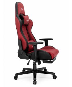 Silla Gamer Deep ergonomica apoya pies cuero sintetico ROJA