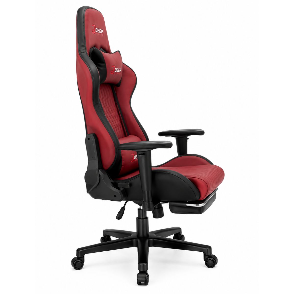 Silla Gamer Deep ergonomica apoya pies cuero sintetico ROJA Silla Gamer Deep ergonomica apoya pies cuero sintetico ROJA