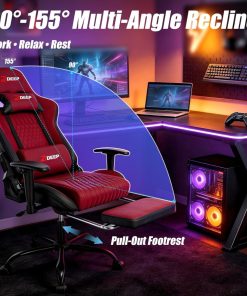 Silla Gamer Deep ergonomica apoya pies cuero sintetico ROJA