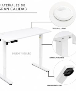 Escritorio Eléctrico Regulable Botones Programables 100cm Bl