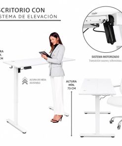 Escritorio Eléctrico Regulable Botones Programables 100cm Bl