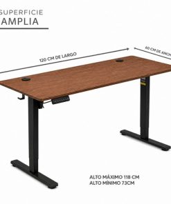 Escritorio Eléctrico Regulable Botones Programables 120cm Marrón