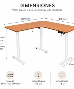 Escritorio Esquinero Eléctrico Regulable con Panel Marron