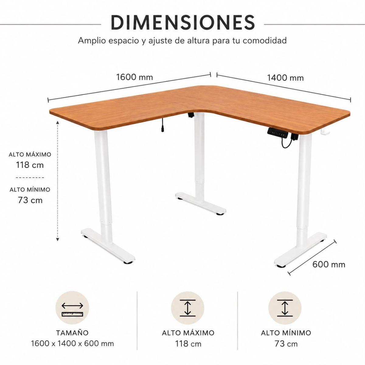 Escritorio Esquinero Eléctrico Regulable con Panel Marron Escritorio Esquinero Eléctrico Regulable con Panel Marron