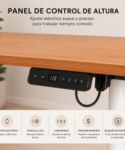 Escritorio Esquinero Eléctrico Regulable con Panel Marron