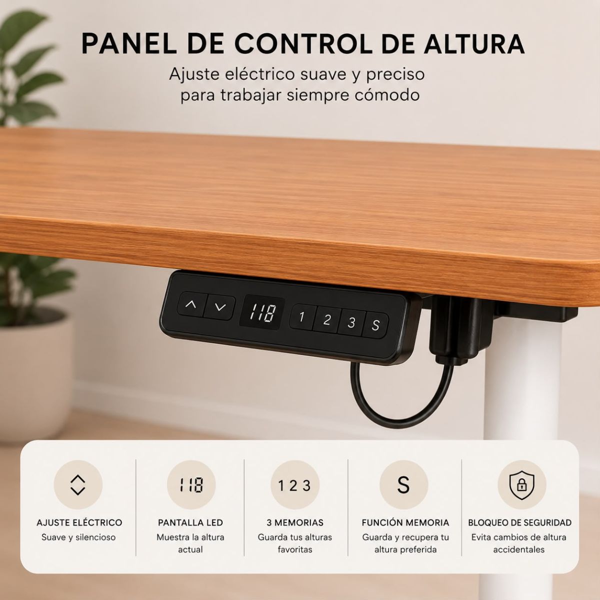 Escritorio Esquinero Eléctrico Regulable con Panel Marron Escritorio Esquinero Eléctrico Regulable con Panel Marron