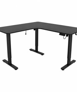 Escritorio Esquinero Eléctrico Regulable con Panel Negro