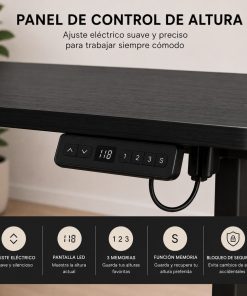 Escritorio Esquinero Eléctrico Regulable con Panel Negro