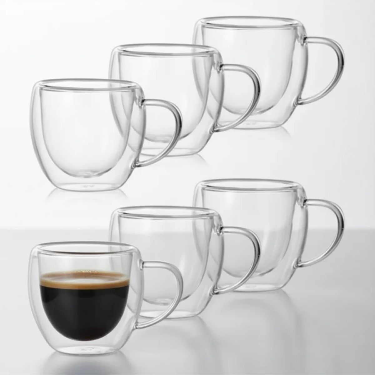 Setx6 Tazas Doble Pared De Vidrio Taza 250ml Bazar Y Cocina Setx6 Tazas Doble Pared De Vidrio Taza 250ml Bazar Y Cocina