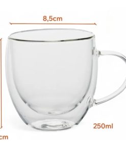 Setx6 Tazas Doble Pared De Vidrio Taza 250ml Bazar Y Cocina