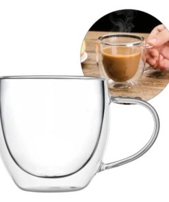 Setx6 Tazas Doble Pared De Vidrio Taza 250ml Bazar Y Cocina