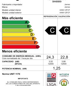 Aire Acondicionado James AAM-12 FCF 12000 Btu Clase C