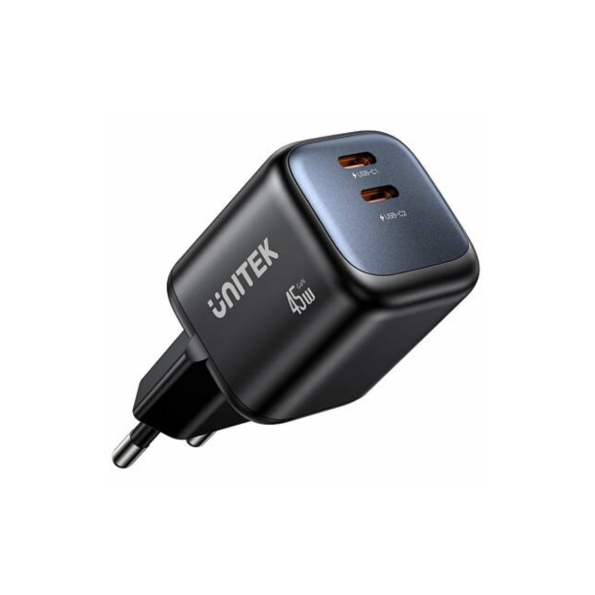 Cargador Unitek Zeno 45W Dual USB-C GaN de Pared