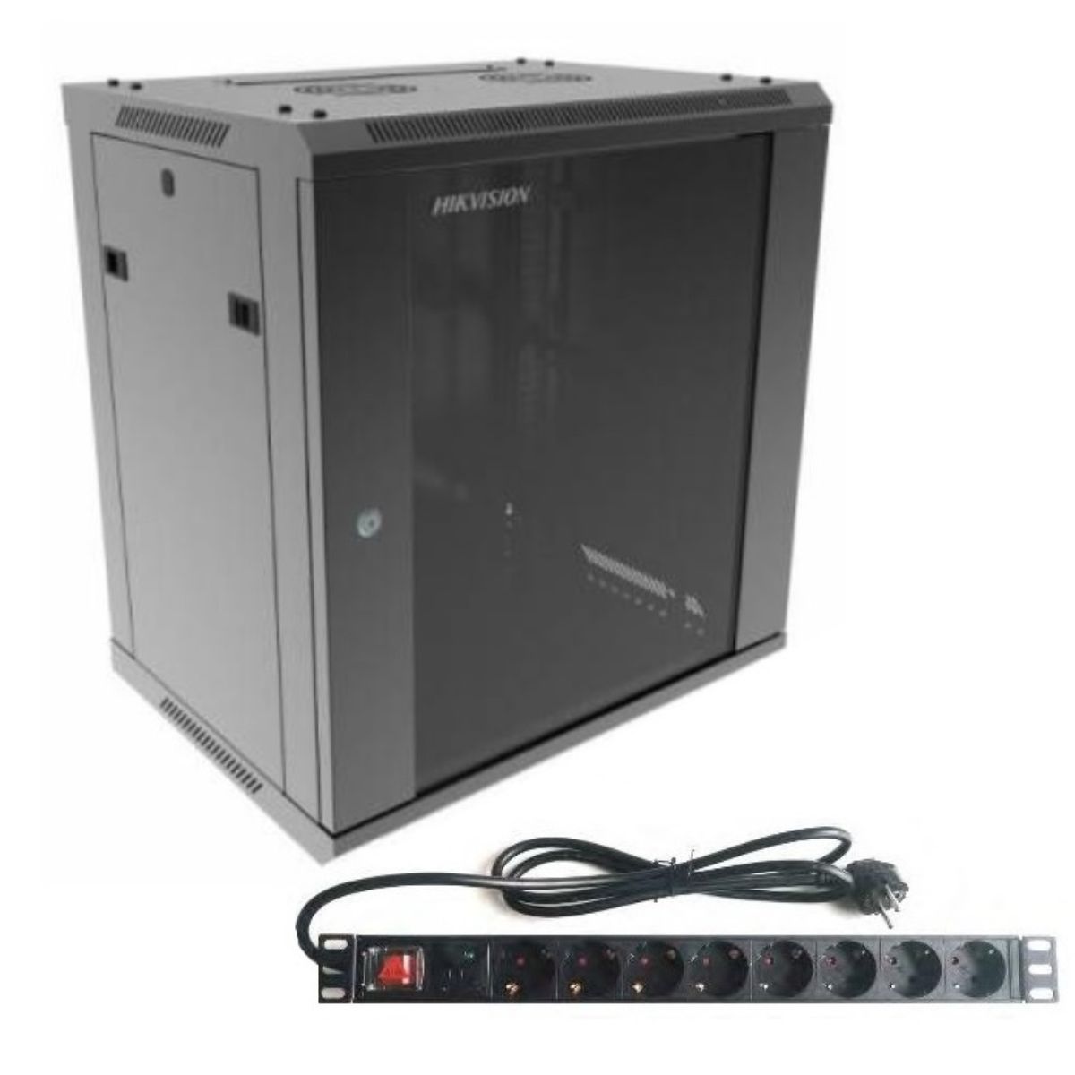 Combo Rack Hikvision 12U de Pared y PDU 8 Tomas Schuko Combo Rack Hikvision 12U de Pared y PDU 8 Tomas Schuko