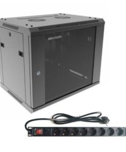 Combo Rack Hikvision 9U + PDU 8 Tomas Schuko para Pared
