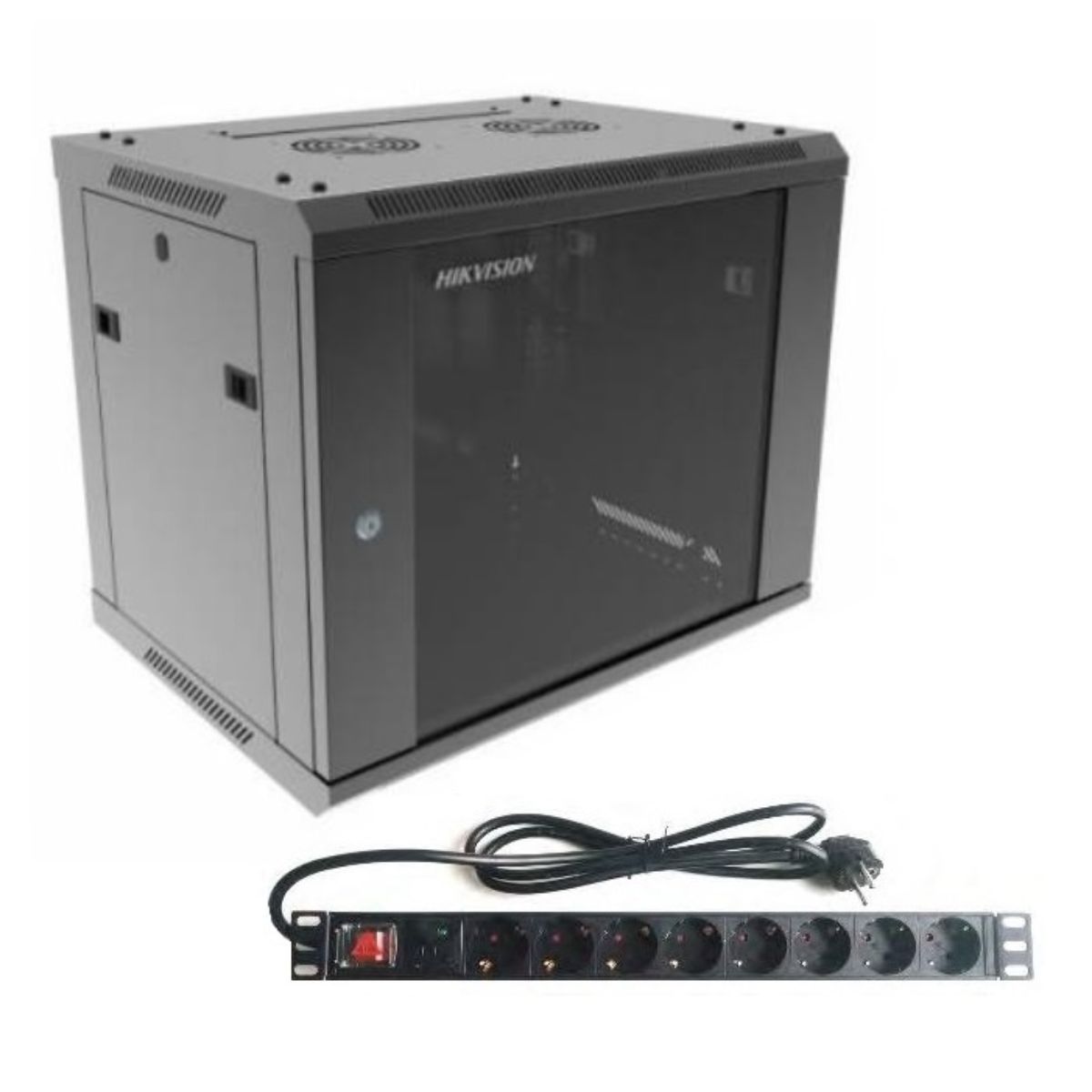 Combo Rack Hikvision 9U + PDU 8 Tomas Schuko para Pared Combo Rack Hikvision 9U + PDU 8 Tomas Schuko para Pared
